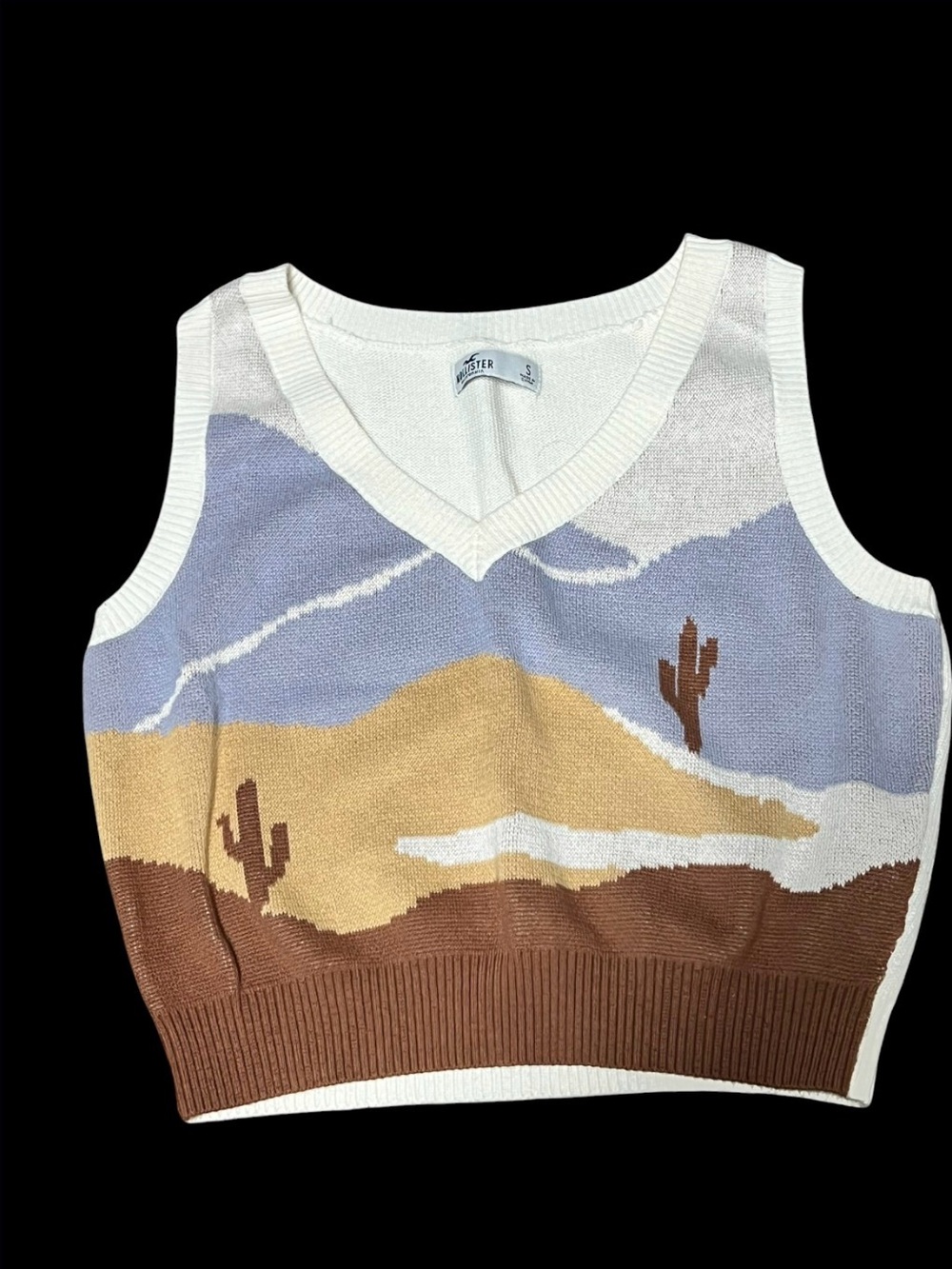 Cropped Western Sweater Vest Hollister Small